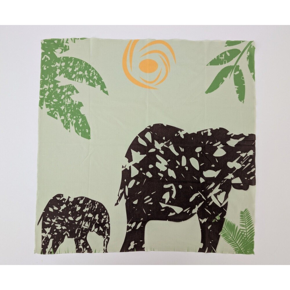 Vector Grunge Square Scarf Elephant Print Boho Safari Design Cotton 22” x 22”